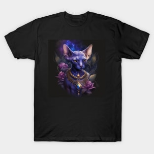 Mauve Glow Sphynx Cat Gothic Art T-Shirt